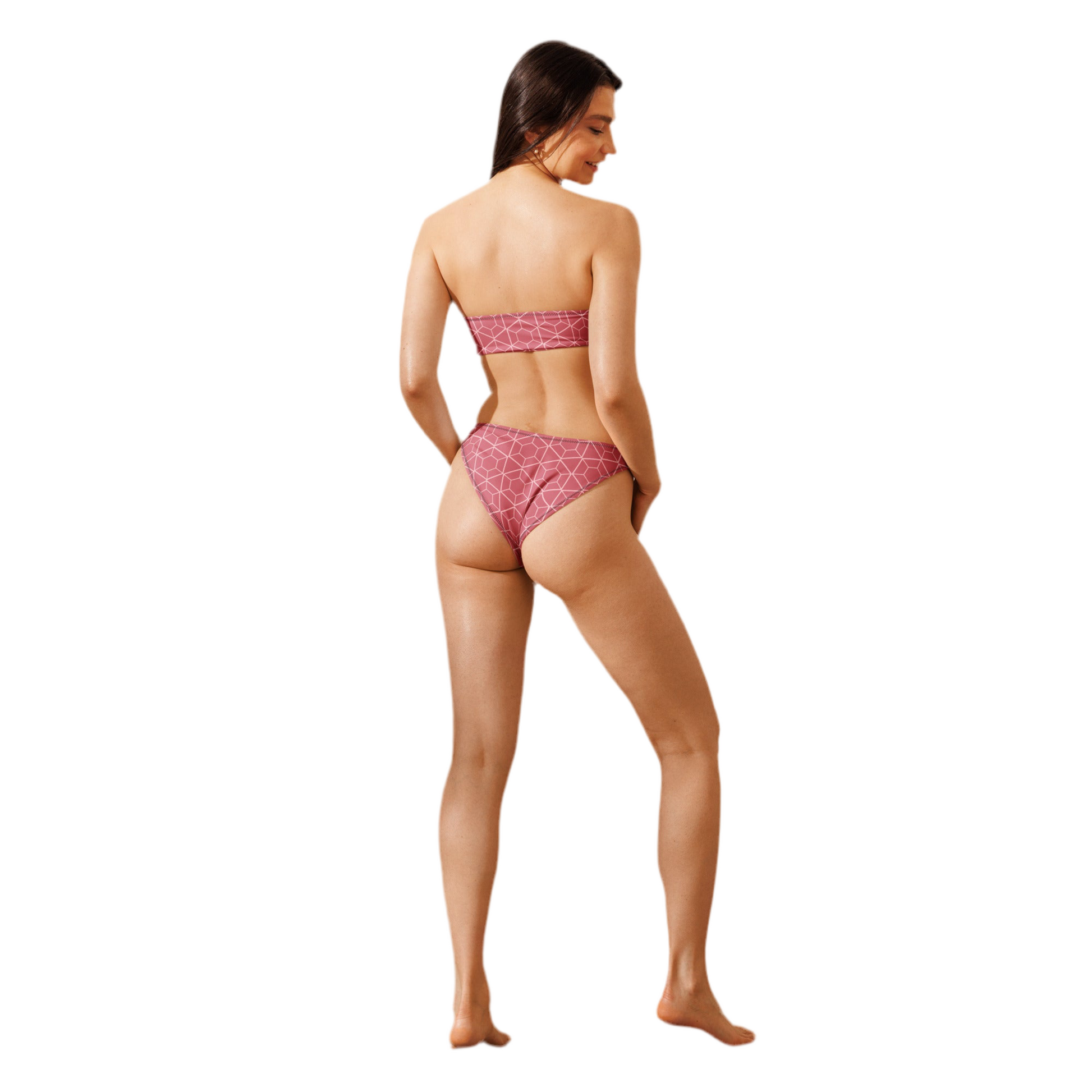 Color Recycled bandeau bikini (detail) — swimwear for Black women — Pink Butter