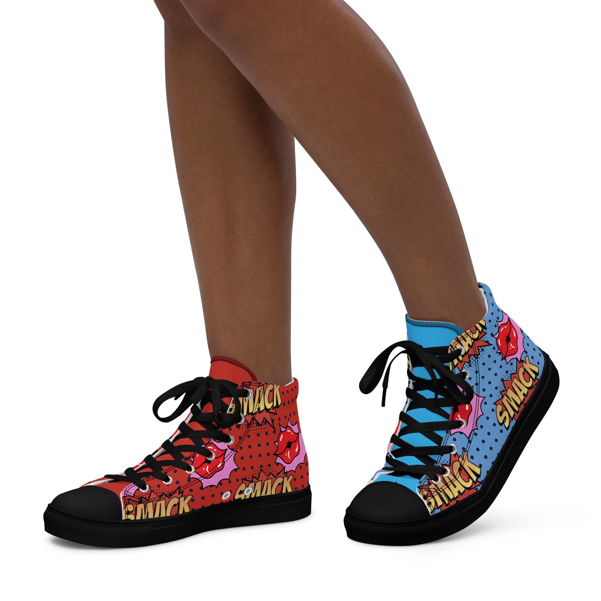 two tone Women’s high top canvas shoes (back) — accessory — Pink Butter