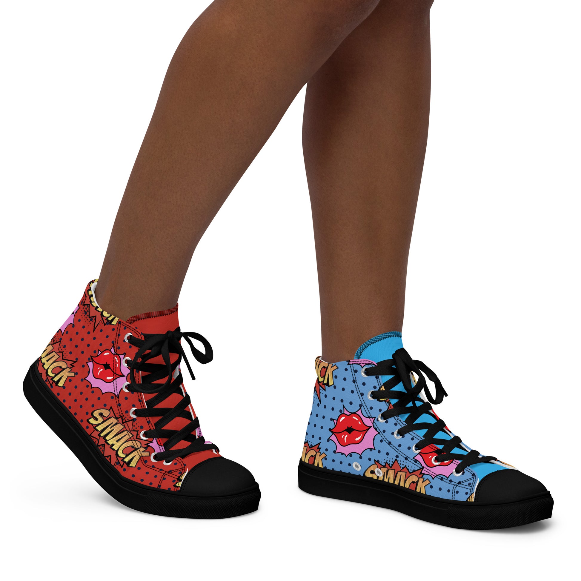 two tone Women’s high top canvas shoes (side) — accessory — Pink Butter